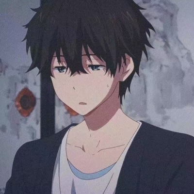 HD cool anime male portrait in mourning