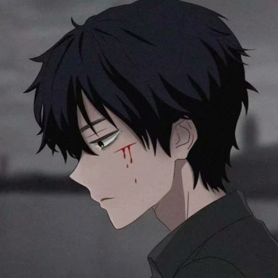 HD cool anime male portrait in mourning