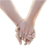 Hold the child's hand and lead the child away. Romantic portrait of couple holding hands.