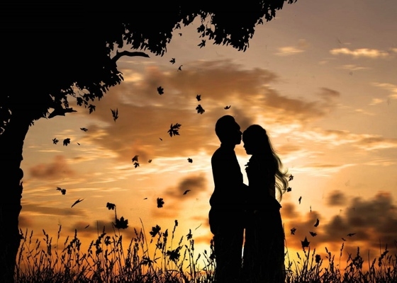 Beautiful twilight couple loving pictures
