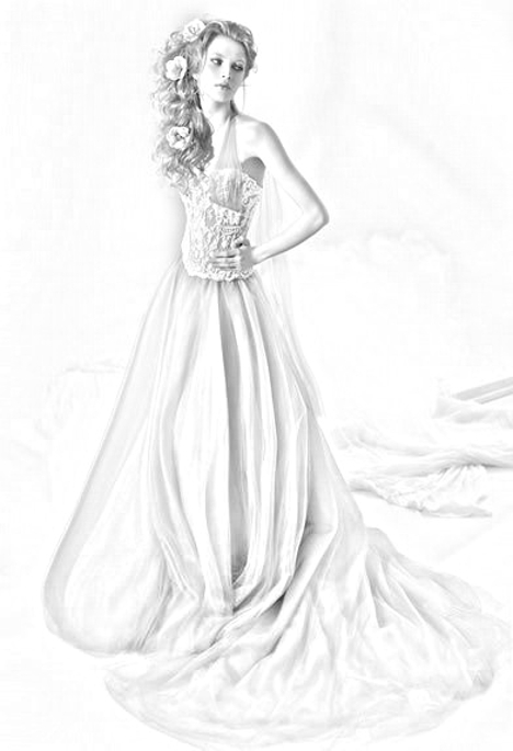 Timeless and beautiful hand-painted pictures of wedding dresses that freeze the beauty of wedding dresses