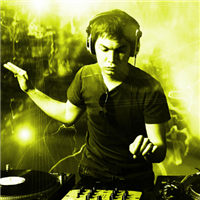 Handsome DJ playing pictures male avatar