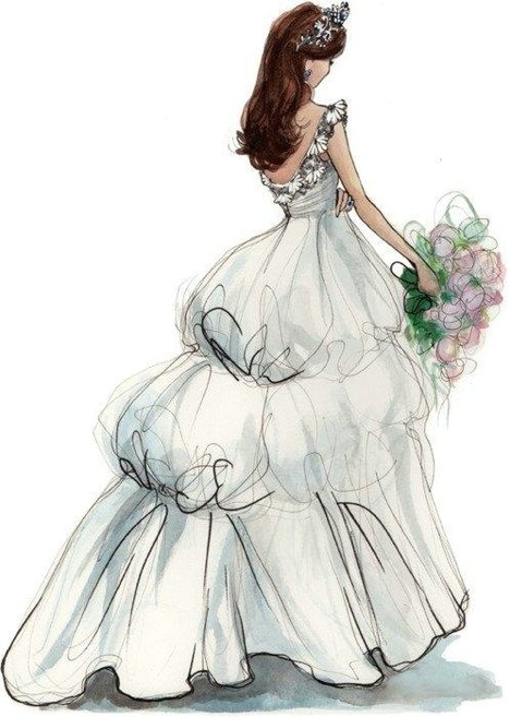 Timeless and beautiful hand-painted pictures of wedding dresses that freeze the beauty of wedding dresses