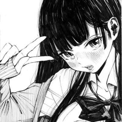 Super popular girl anime black and white comics WeChat avatar pictures