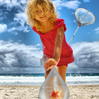 Beautiful little girl smiles and artistic conception picture avatar