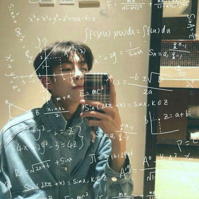 The boy's avatar is super handsome with mathematical formulas