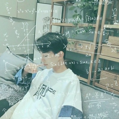 The boy's avatar is super handsome with mathematical formulas