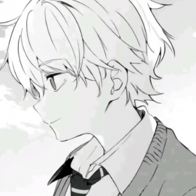 HD handsome sad avatar boy black and white anime picture