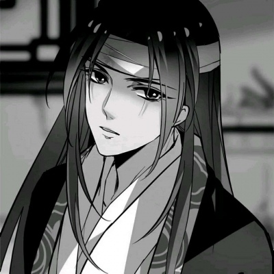 High definition handsome boy antique black and white anime avatar picture