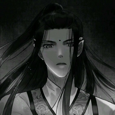 High definition handsome boy antique black and white anime avatar picture