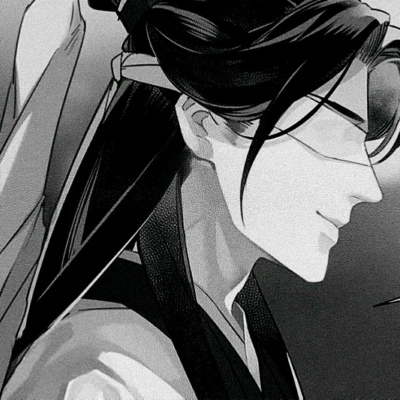 High definition handsome boy antique black and white anime avatar picture