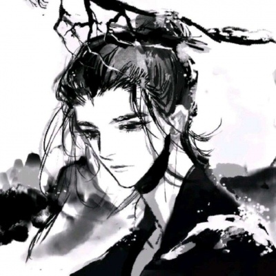 High definition handsome boy antique black and white anime avatar picture