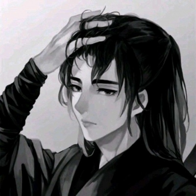 High definition handsome boy antique black and white anime avatar picture