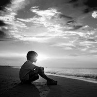 Real sad black and white avatar boy lonely back picture