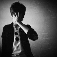 Black and white very sad boy's lovelorn WeChat avatar picture