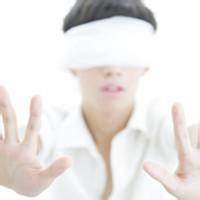 Super artistic avatar picture of a boy with white cloth covering his eyes