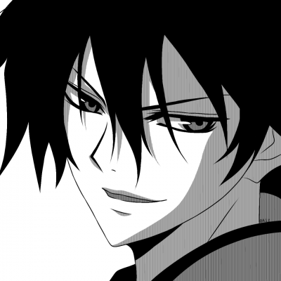 Black and white anime male head