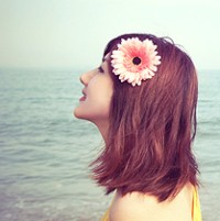 Fresh avatar picture of a girl wearing flowers on her head