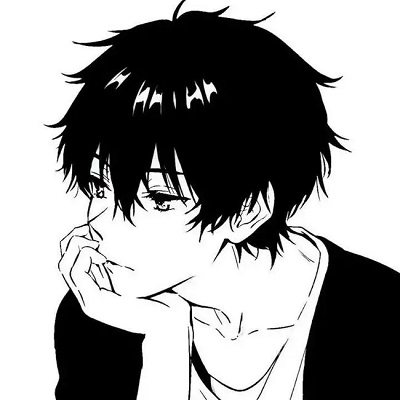 Super cool black and white boy anime avatar, cool and cold Tik Tok hot male avatar