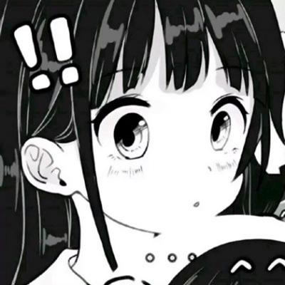 Black and white anime girl's avatar is cold, sad side face Japanese anime girl's avatar
