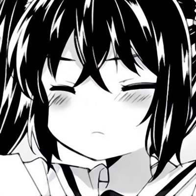 Black and white anime girl's avatar is cold, sad side face Japanese anime girl's avatar