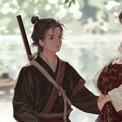 The couple with ancient-style avatars are immortal and beautiful, one on the left and the other on the right. The male and female couple in ancient-style anime avatars are domineering and cold.