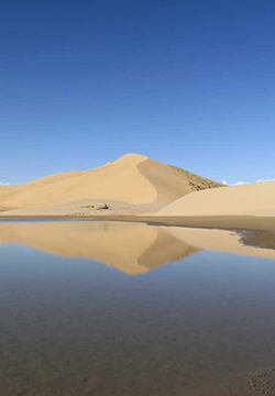 Gansu desert lake scenery picture material