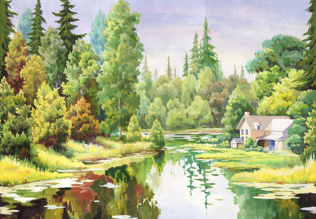 Collection of line oil painting landscape pictures