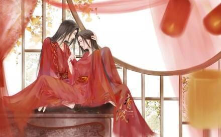 Anime avatar girl in ancient style red dress