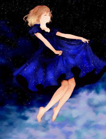 Starry sky picture dreamy girl