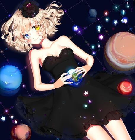 Starry sky picture dreamy girl
