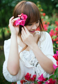 Beautiful outdoor photo album of young fresh and beautiful girls in the flower season
