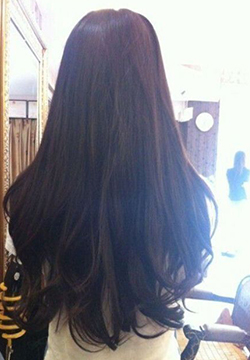 Long-haired girl's back view pictures and photos