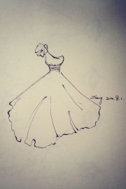 pen hand drawn wedding dress