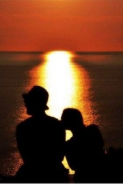 A collection of pictures of couples under the sunset