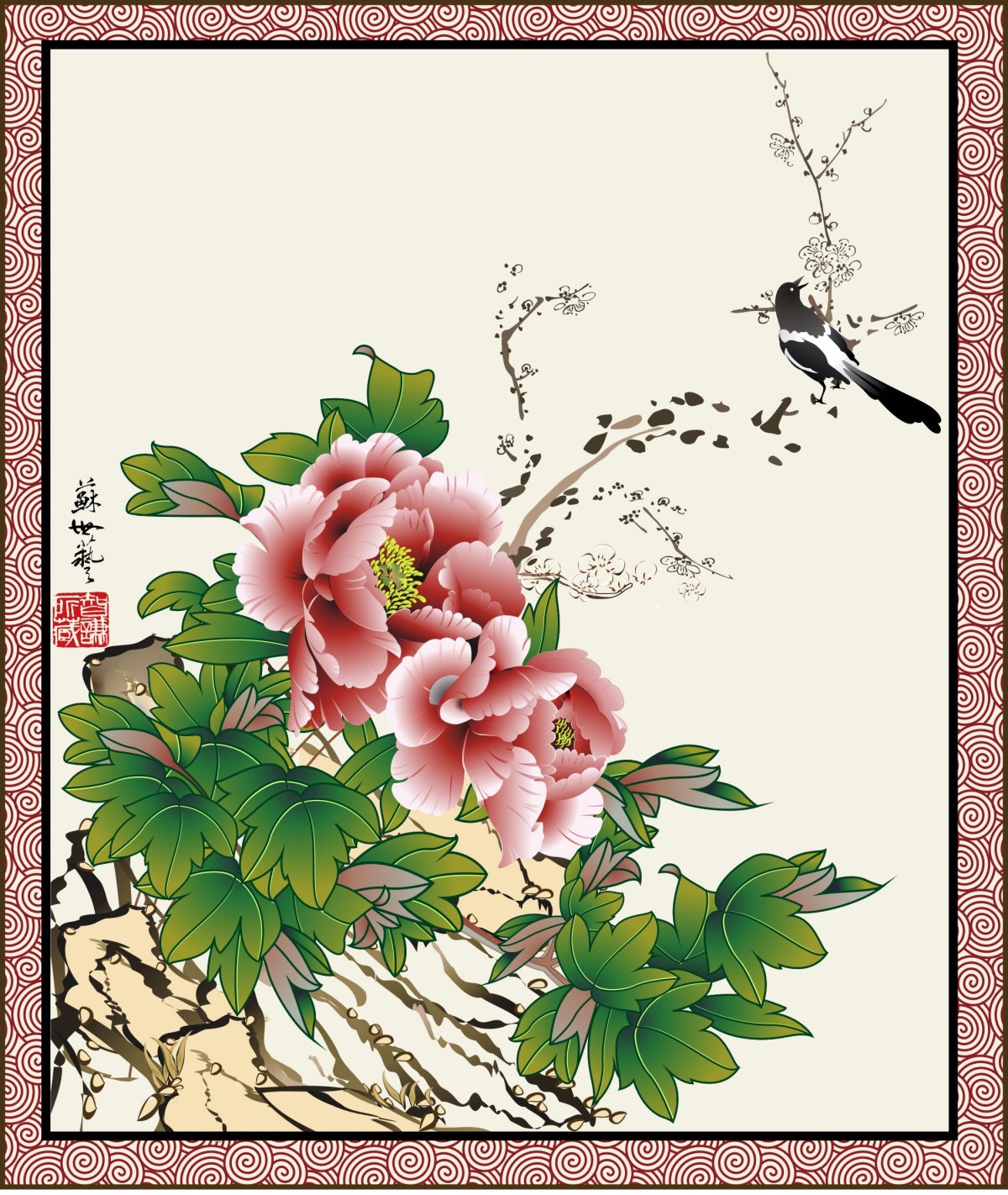 Peony flower meticulous painting pictures